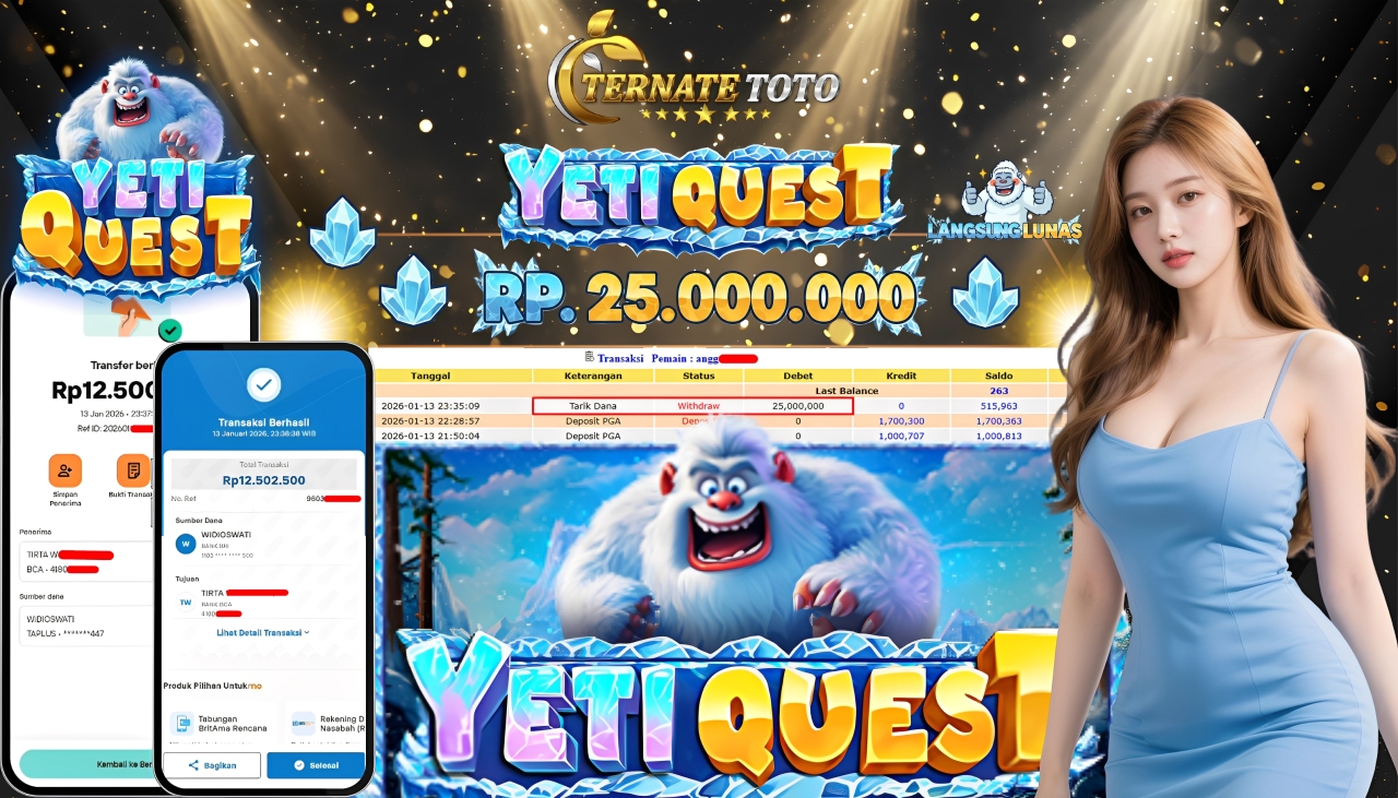 TERNATETOTO - JACKPOT YETI QUEST Rp. 25,000,000,-